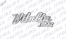 [F13020047] LOGO VITALIA125 CROMO M3X77X31 VITALIA125