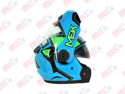 [AC1B-J127-001] CASCO MEK MK759 ABATIBLE  PLEGO AZUL/VERDE Brillante