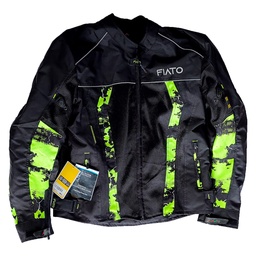 [CHA-017-L] CHAMARRA CORTA TEXTIL MESH CABALLERO PROTECCIONES CERTIFICADAS REMOVIBLES VERDE NEON/NEGRO TALLA L