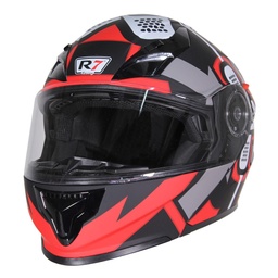 [7101-1892] CASCO ABATIBLE R7 RACING EXPERT DOBLE MICA DOT L ROJ/ROJ/BCO/MATE