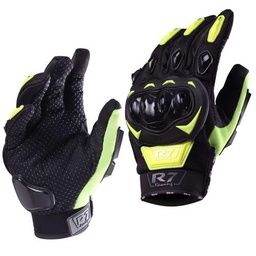 [7306-1336] GUANTES VEL R7 RACING M AMARILLO FLUORECENTE R7-1 TOUCH/LIMPIADOR MICA