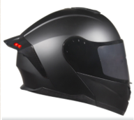 [EG-90.7.4.DM] CASCO BOSTON NEGRO CON LUZ DE STOP    MATTE  XL CON MICA EXTRA