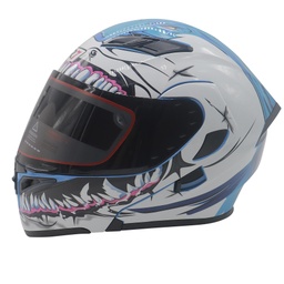 [7101-1859] CASCO ABATIBLE R7 RACING UNSCARRED TIBURON DOBLE MICA DOT L BCO/AZL/MATE