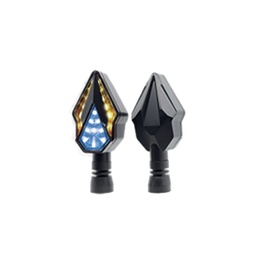 [RS-DIR-0020Y-BU] DIRECCIONAL LED SECUENCIAL TIPO DIAMANTE UNIVERSAL (AMARILLO-AZUL)