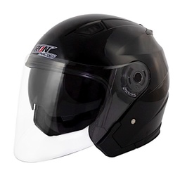 [CAS-7101-1253B] CASCO 3/4 DOT IRON RACING DOBLE MICA MODELO EUPOREO NEGRO BRILLO TALLA M