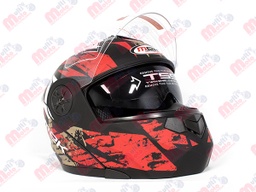 [AC1B-J104-002-P] CASCO ABATIBLE NEGRO/ROJO MATTE.