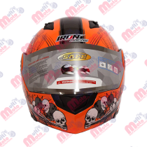 [CAS-7101-1482A] CASCO ABATIBLE DOBLE MICA  IRON RACING DOT LOBO-MAN NARANJA S