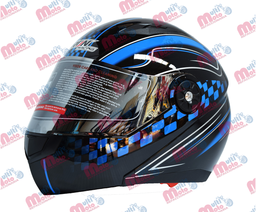 [CAS-7101-1476B] CASCO ABATIBLE DOBLE MICA  IRON RACING DOT RAPIDO AZUL M