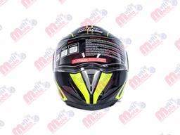 [CAS-7101-1451C] CASCO ABATIBLE IRON RACING DOBLE MICA DOT ARIES NEON AMARILLO/NEGRO TALLA L