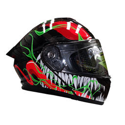 [AC1B-4023-003] CASCO PARA MOTOCICLISTA  ABATIBLE  NIGHT GRIS/VERDE TALLA XL 61-62