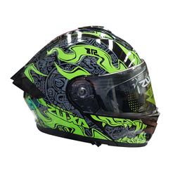 [AC1B-4016-003] CASCO PARA MOTOCICLISTA  ABATIBLE  MAYA NEGRO/VERDE TALLA XL 61-62