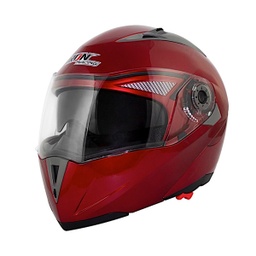 [CAS-7101-1460A] CASCO ABATIBLE IRON RACING DOBLE MICA DOT COLOR LISO ROJO TALLA S