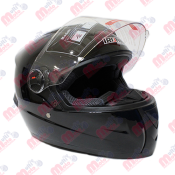[CAS-7101-1381C] CASCO CERRADO C/LED IRON RACING IR-119 NEGRO BRILLO L