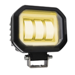 [RS-LED-13047W-Y] FARO CUADRADO LED CON LUPA LUZ FIJA Y ESTROBO CONTORNO AMARILLO