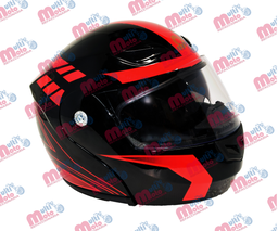 [80-7305] CASCO GHIRA GH200 GRAFICO TECNO NGO/ROJO G ABATIBLE SVS