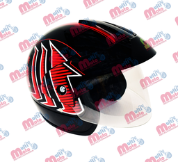 [80-7517] CASCO GHIRA GH400 GRAFICO AERO NGO/ROJO G ABIERTO