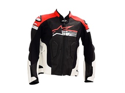 [7602-1463] CHAMARRA DE PIEL FUJI AIRFLOW NGO/BCO/ROJ 52