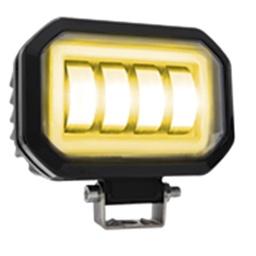 [RS-LED-13078W-Y] FARO AUXILIAR LED CON LUPA CUADRADO CON 4 LED OJO DE ANGEL AMARILLO CON LUZ BLANCA FIJA Y ESTROBO