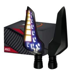 [RS-DIR-0063Y-BU] DIRECCIONAL LED SECUENCIAL TIPO BOOMERANG (AMARILLO-AZUL)
