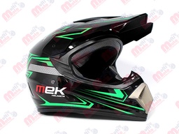 [AC1C-B360-106] Cross Helmet Glossy Black Decal Green